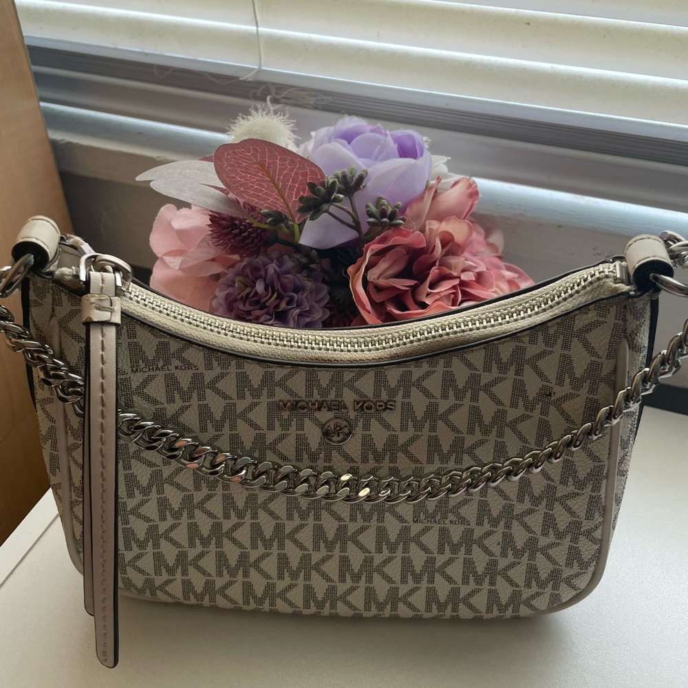 Michael Kors Cream Monogram Shoulder Bag